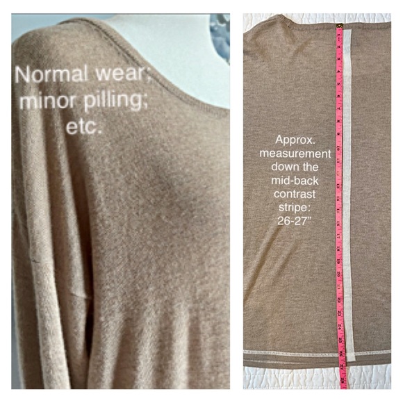C&C CALIFORNIA Beige Cashmere Blend Lightweight SWEATER CONTRAST TRIM Women’s L - Picture 6 of 9
